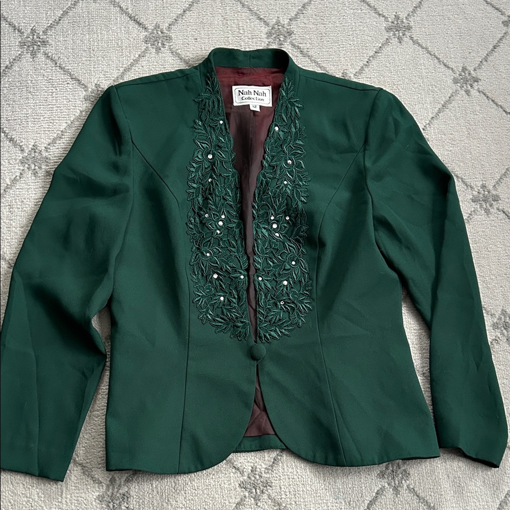 Nah Nah Green Embellished Women's Blazer